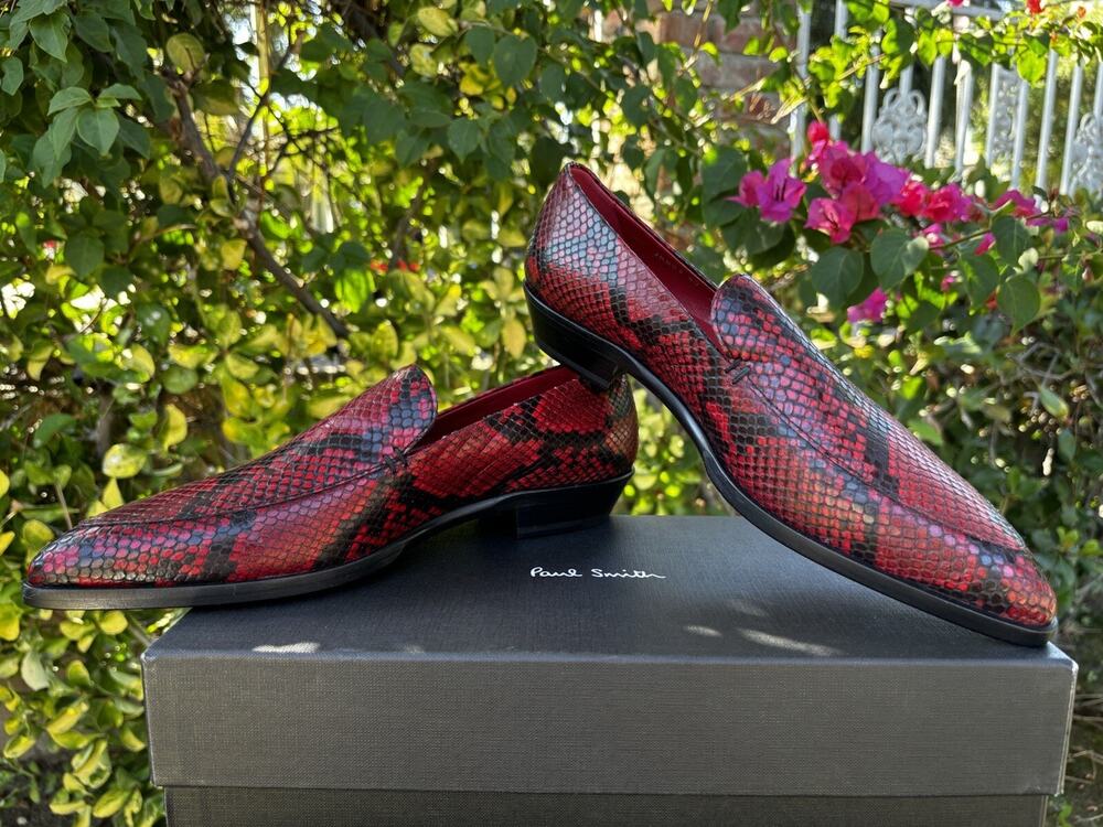 Paul Smith Janell Women's Snake Embossed Leather Loafer Red Sz 40 US 10